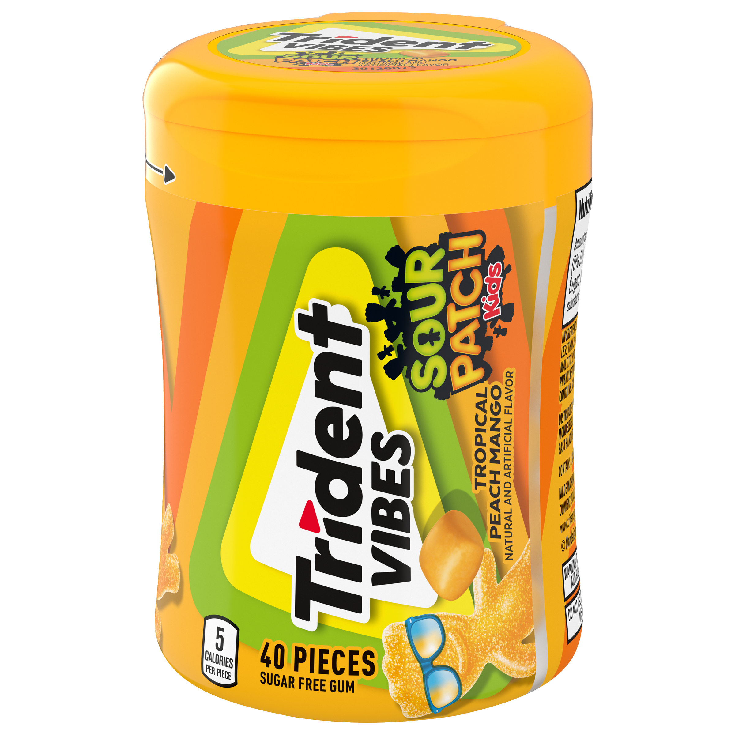 Trident Vibes Sour Patch Kids Tropical Peach Mango (40 pieces)