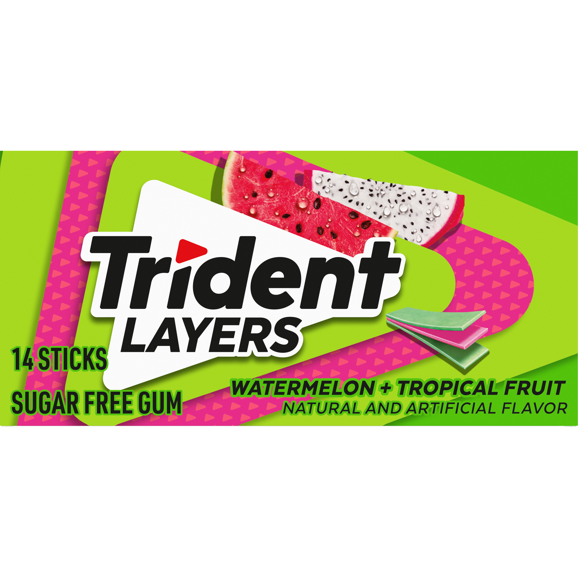 Trident Layers Watermelon + Tropical Fruit (14 pieces)