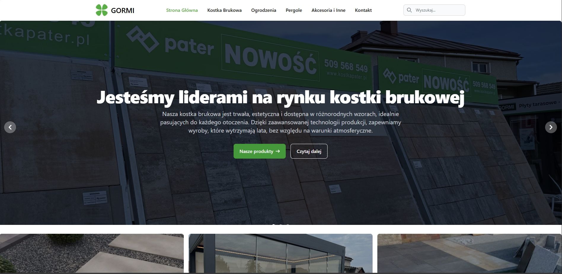 Rozbudowana platforma produktowa z systemem zapytań ofertowych dla firmy GORMI