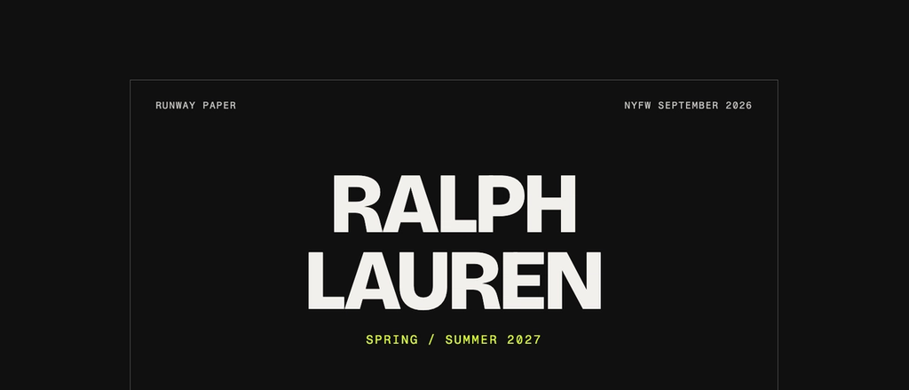 Ralph Lauren Spring/Summer 2027 — NYFW September 2026 title card: show date September 9, 2026, Jack Shainman Gallery, New York.