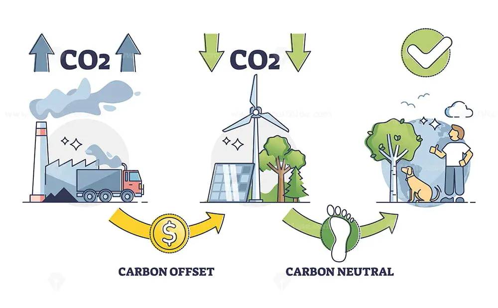 Line graph demonstrating a brand's reduction in carbon emissions over time.