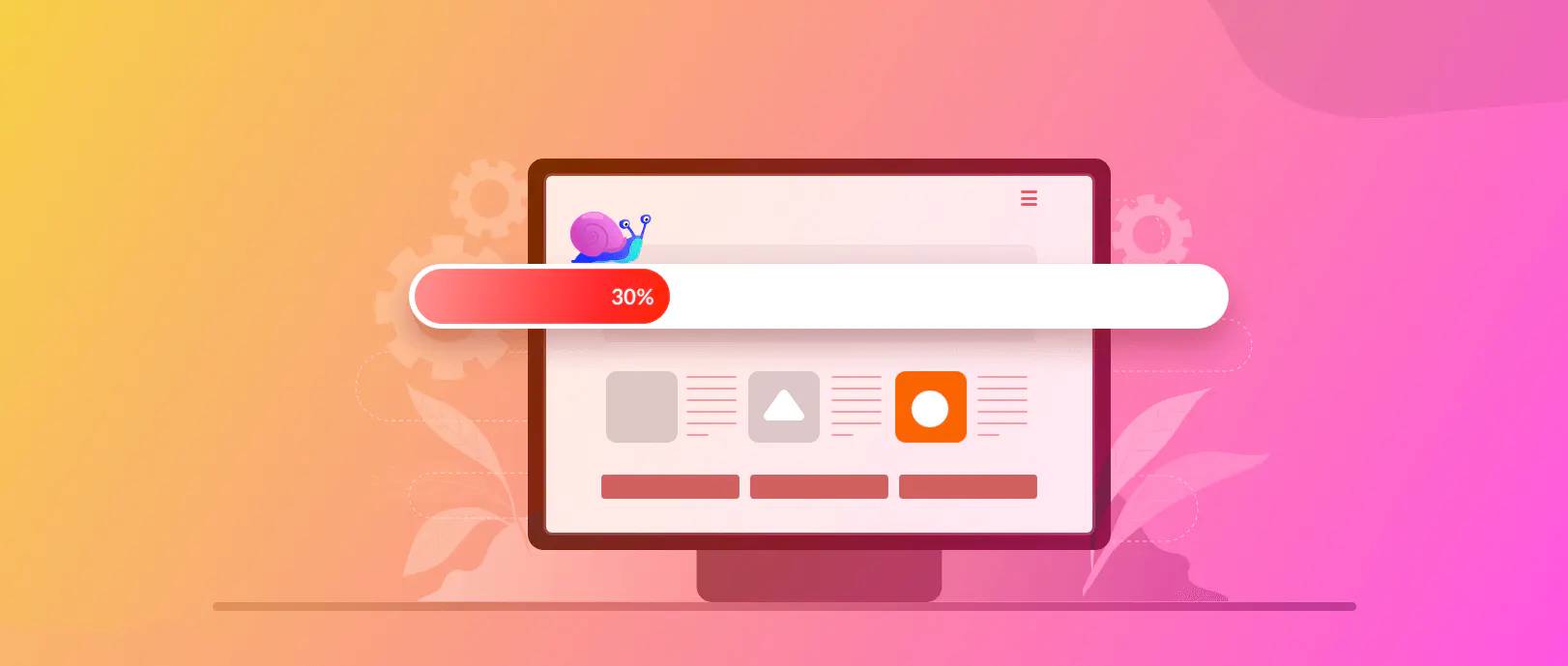 Slow vs. fast website loading speed on a desktop device.