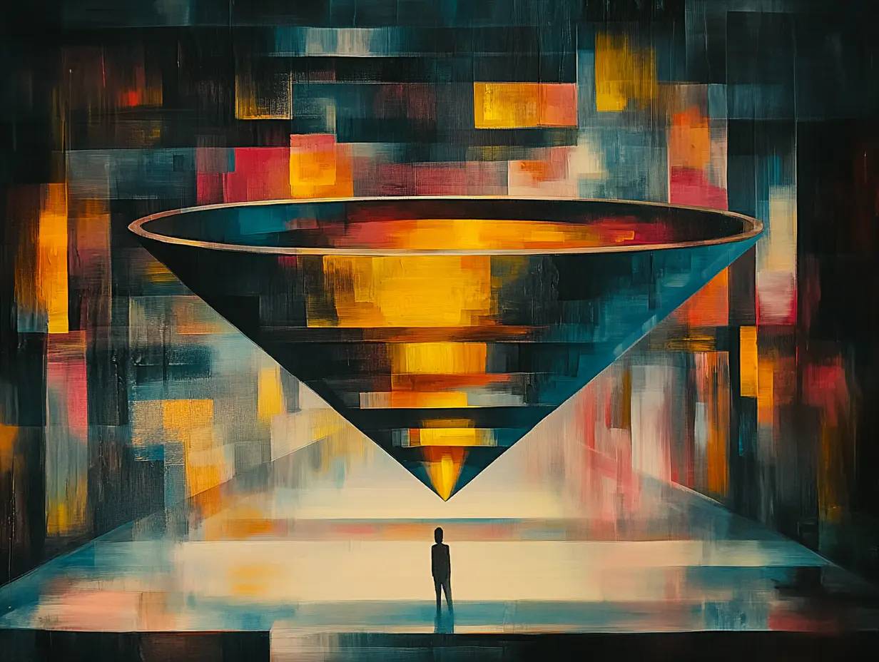 Stylized funnel representing the focused user journey on a landing page.