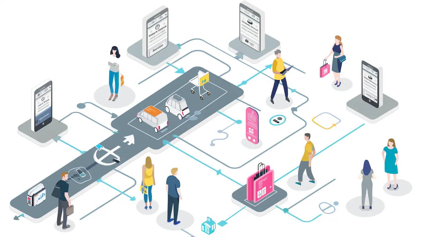 A visual representation of the customer journey, with touchpoints highlighting how branding influences each stage.
