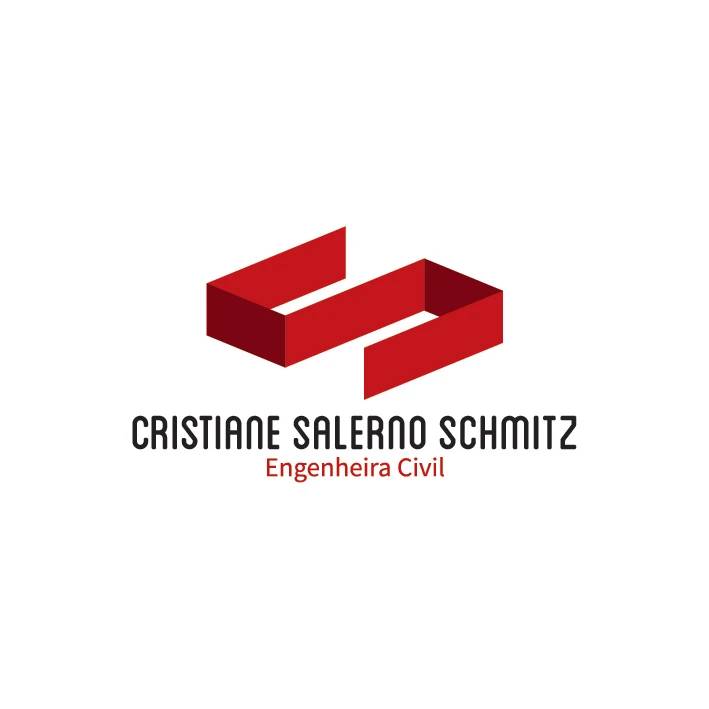 Cristiane Salerno Schmitz civil engineering logo with a red folded geometric symbol.