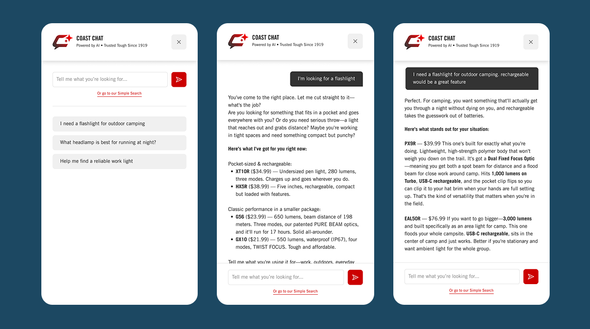 wlcr coast product ui and ux design