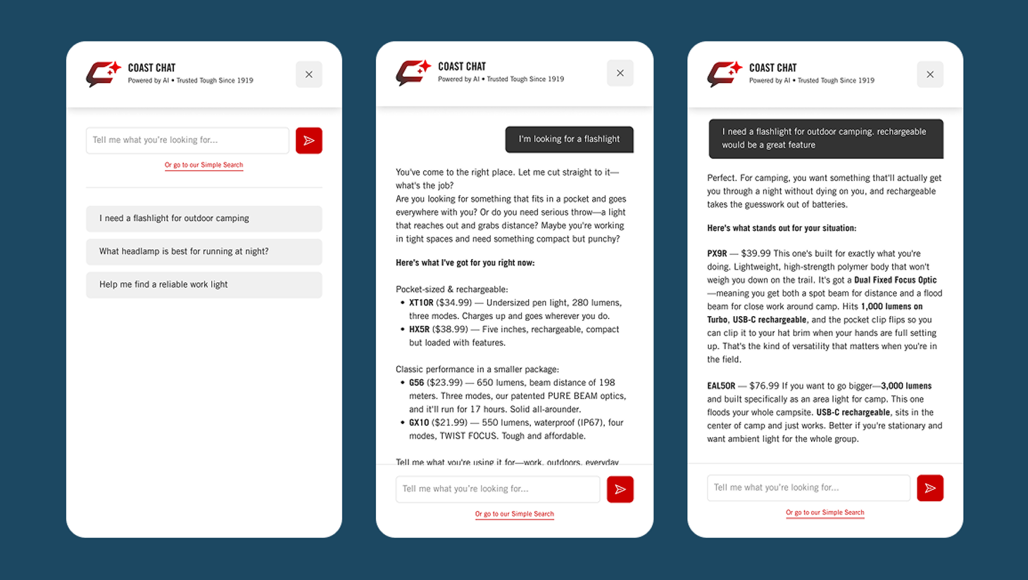 wlcr coast product ui and ux design