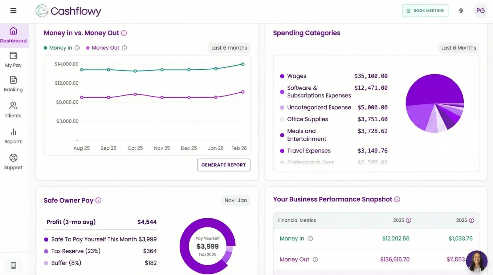 Cashflowy self-employed bookkeeping software with a bird's eye view of business finances