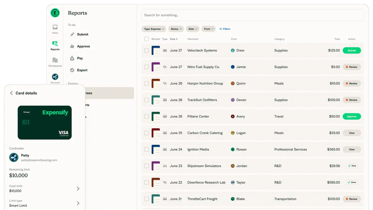 Expensify expense tracking