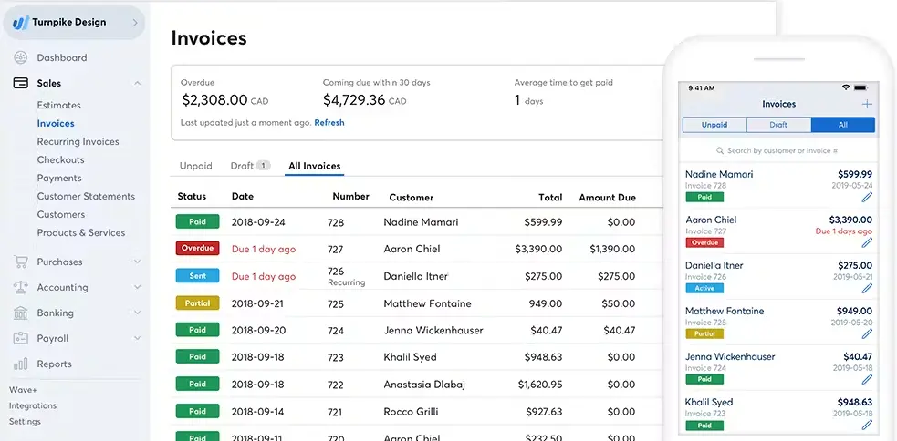 Wave has tools for bookkeeping and accounting for solo real estate agents