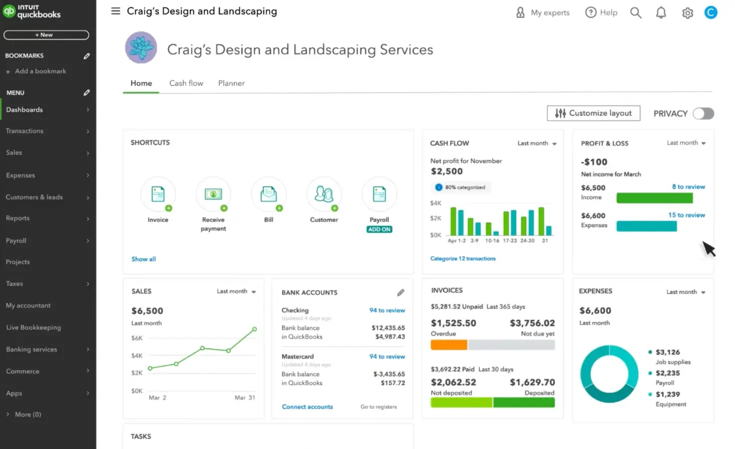 QuickBooks can be used as self-employed accounting software