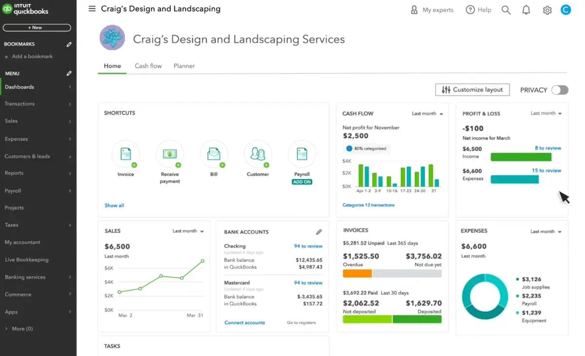 QuickBooks can be used as self-employed accounting software