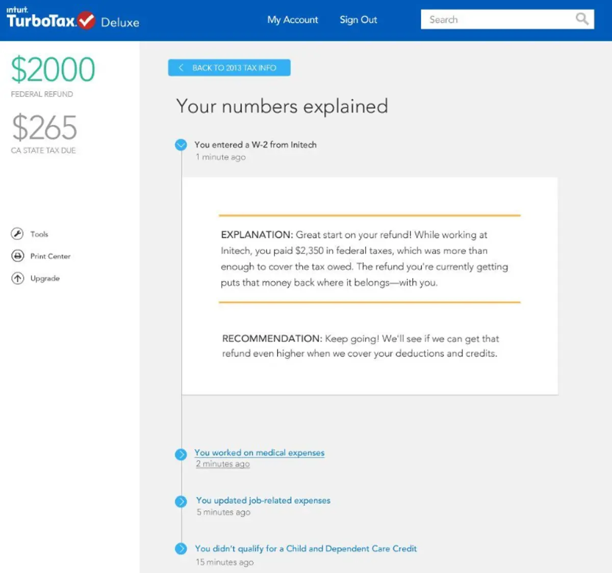 TurboTax explains your numbers