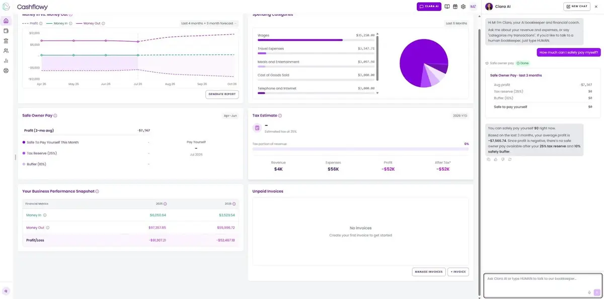 Cashflowy showing real estate agent tax deductions set-aside recommendation