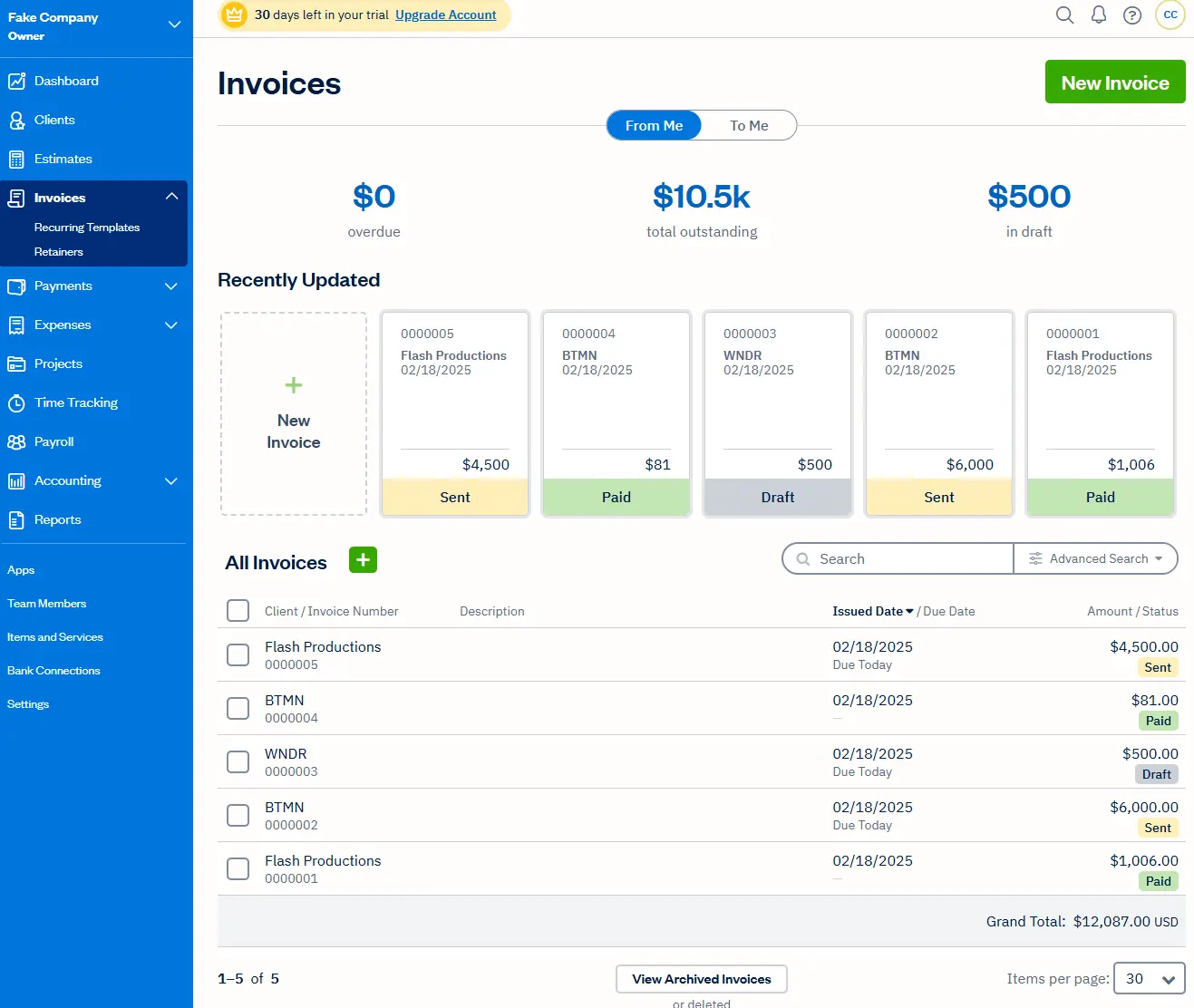 FreshBooks has real-time dashboards for realtors that update as actuals come in