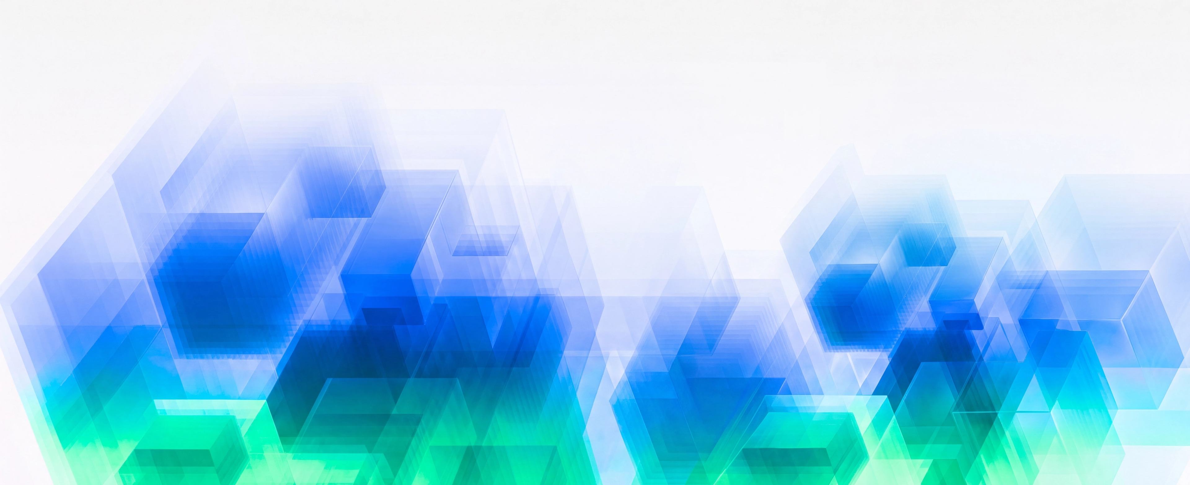 Abstract render of translucent blue and green blocks