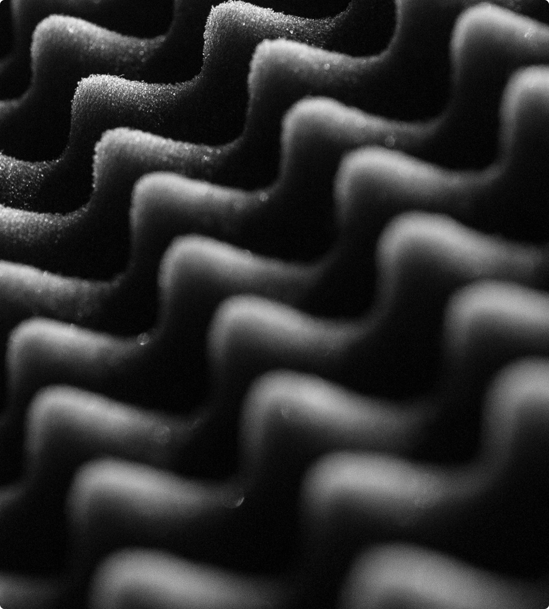 Macro close-up of white foam and its cell structure