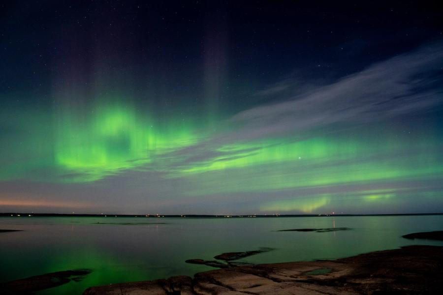 Northern lights over Vänern, Sweden