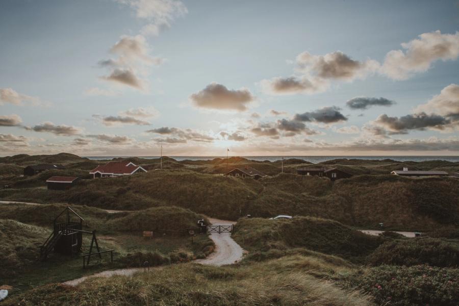 Rolling hills camping landscape in Denmark