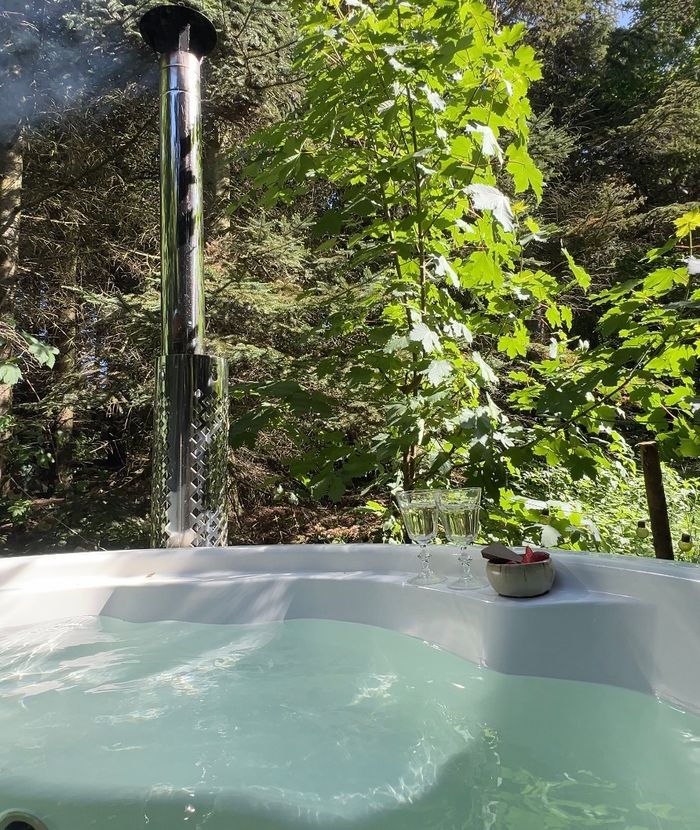 Relaxing in the hot tub