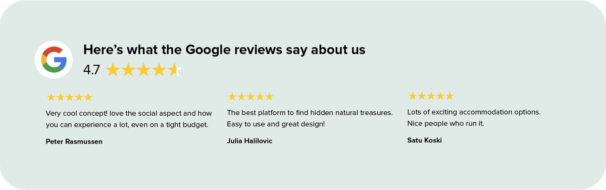 Google reviews about camping in Norway with Campanyon