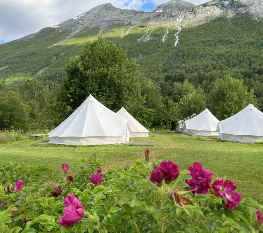 Bell tents at a glampsite in Norway
