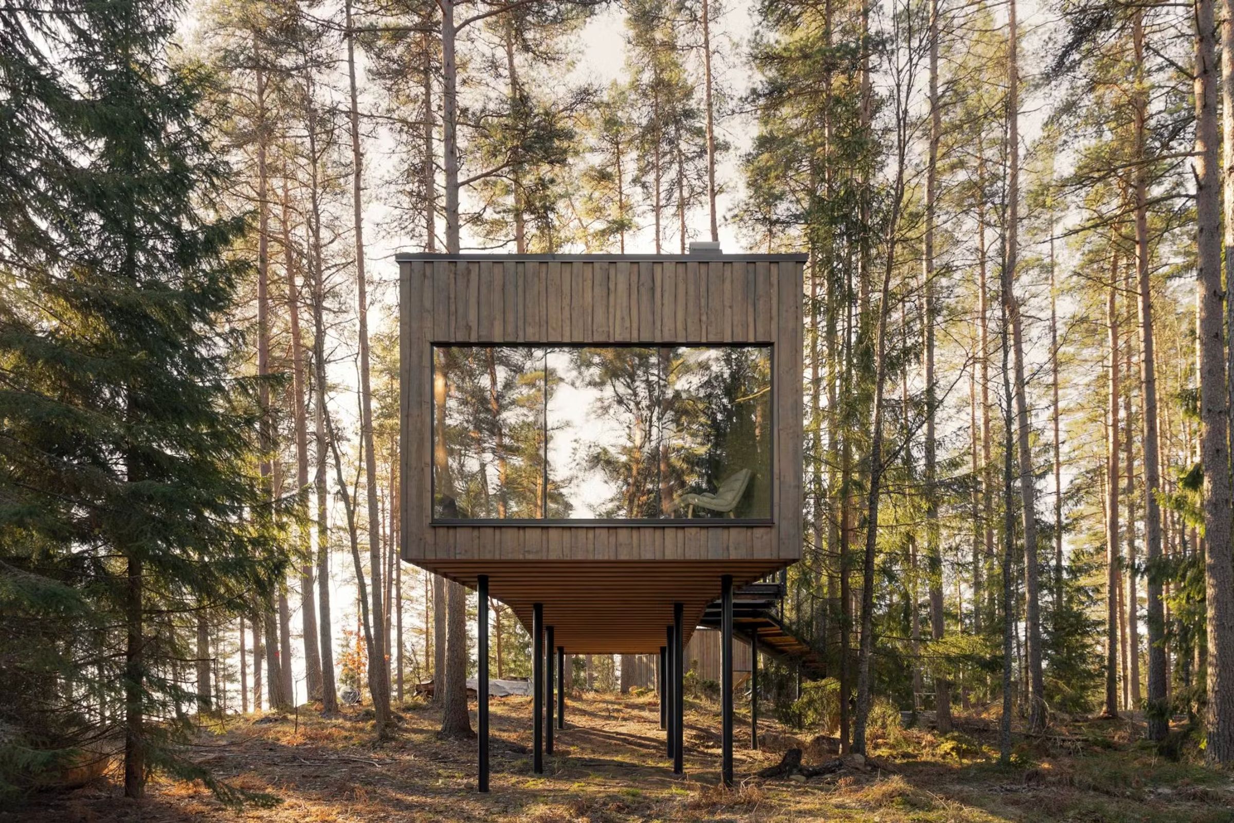 Bo i en trädkoja i Sverige