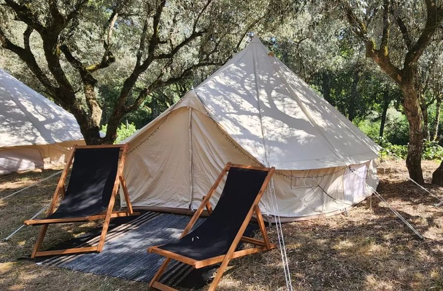 Bell tent in the woods in Portugal