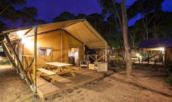 A safari tent on the coast of Lloret de Mar in Spain