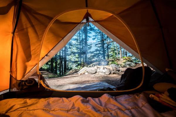 Tent camping in the wild