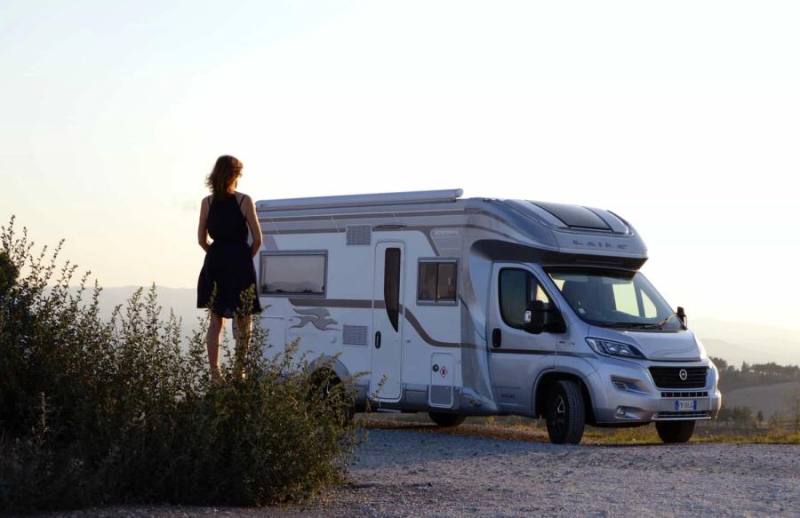 A girl and a motorhome in France