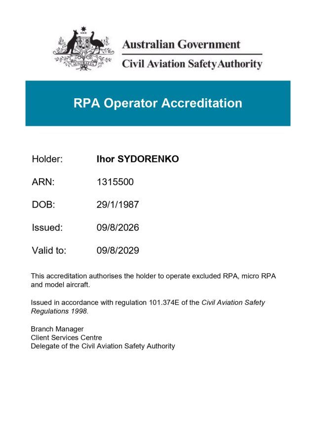 Ihor Sydorenko RPA Operator Accreditation