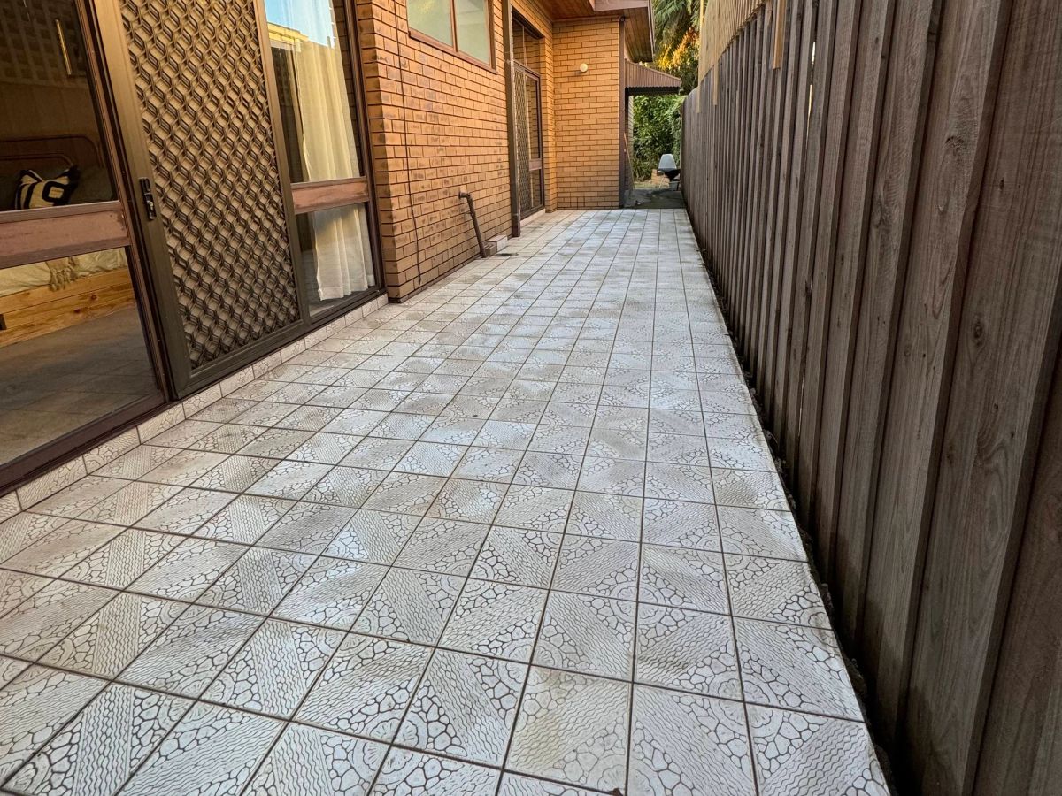 The same Alston Grove paving after cleaning, with the original tile colour visible again