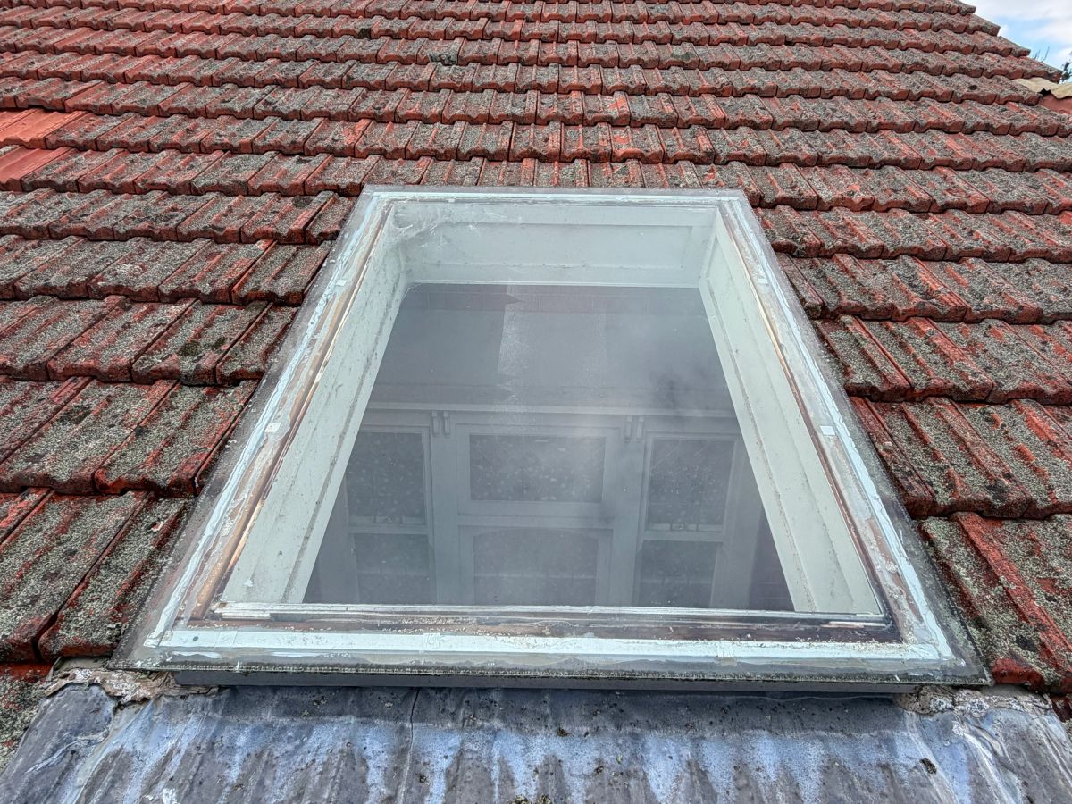 The same St Helen's Road skylights and glazing cleaned, tiles undisturbed