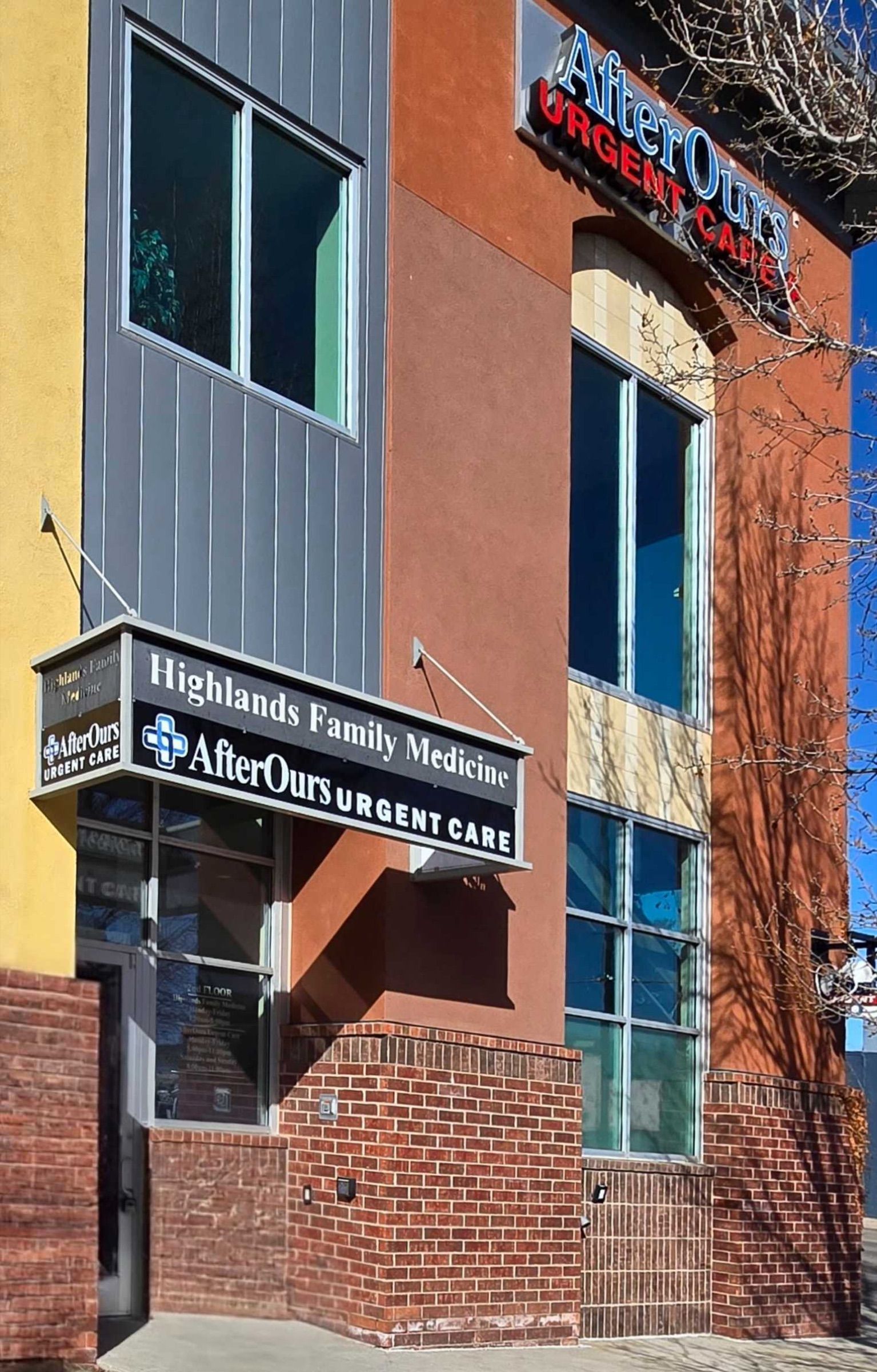 Entrance to AfterOurs Urgent Care at Highlands Family Medicine
