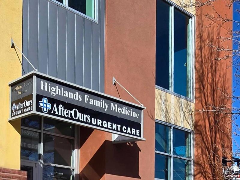 Entrance to AfterOurs Urgent Care at Highlands Family Medicine
