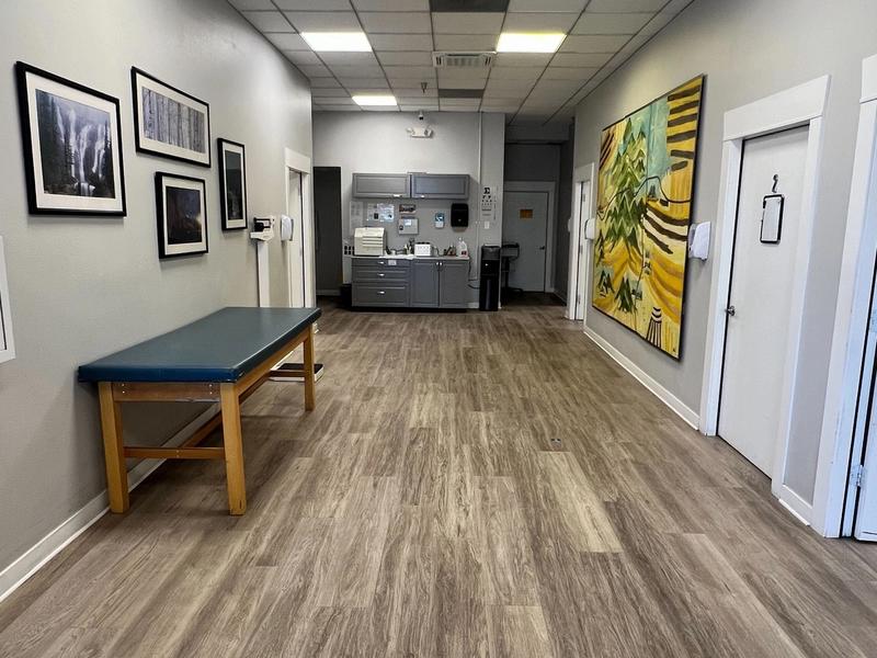 Corridor leading to the exam rooms