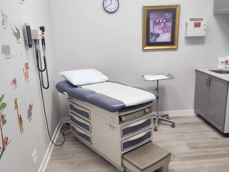 Pediatric exam room with animal wall decals