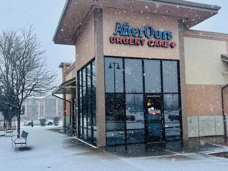 AfterOurs Thornton storefront on a snowy day