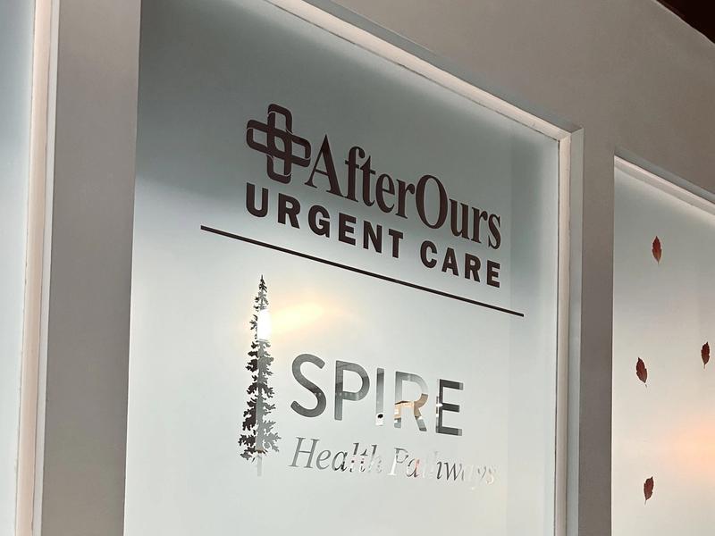 AfterOurs Urgent Care and SPIRE Health Pathways logos on the front window