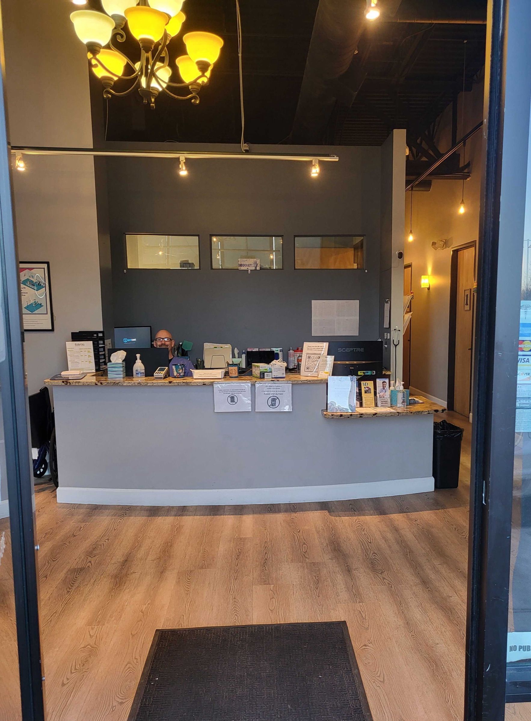 Front desk seen from the entrance