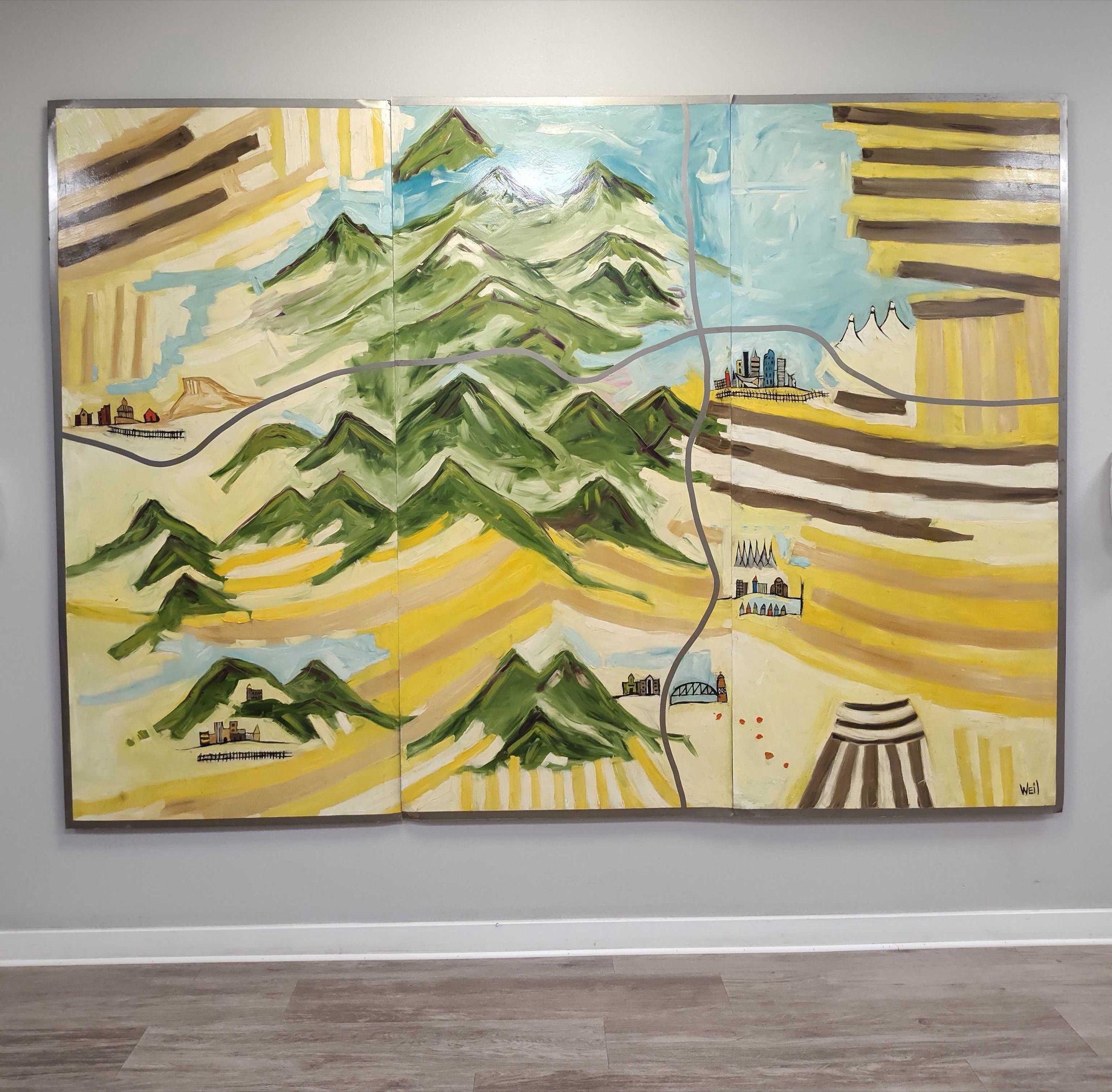 Mountain landscape artwork on the clinic wall