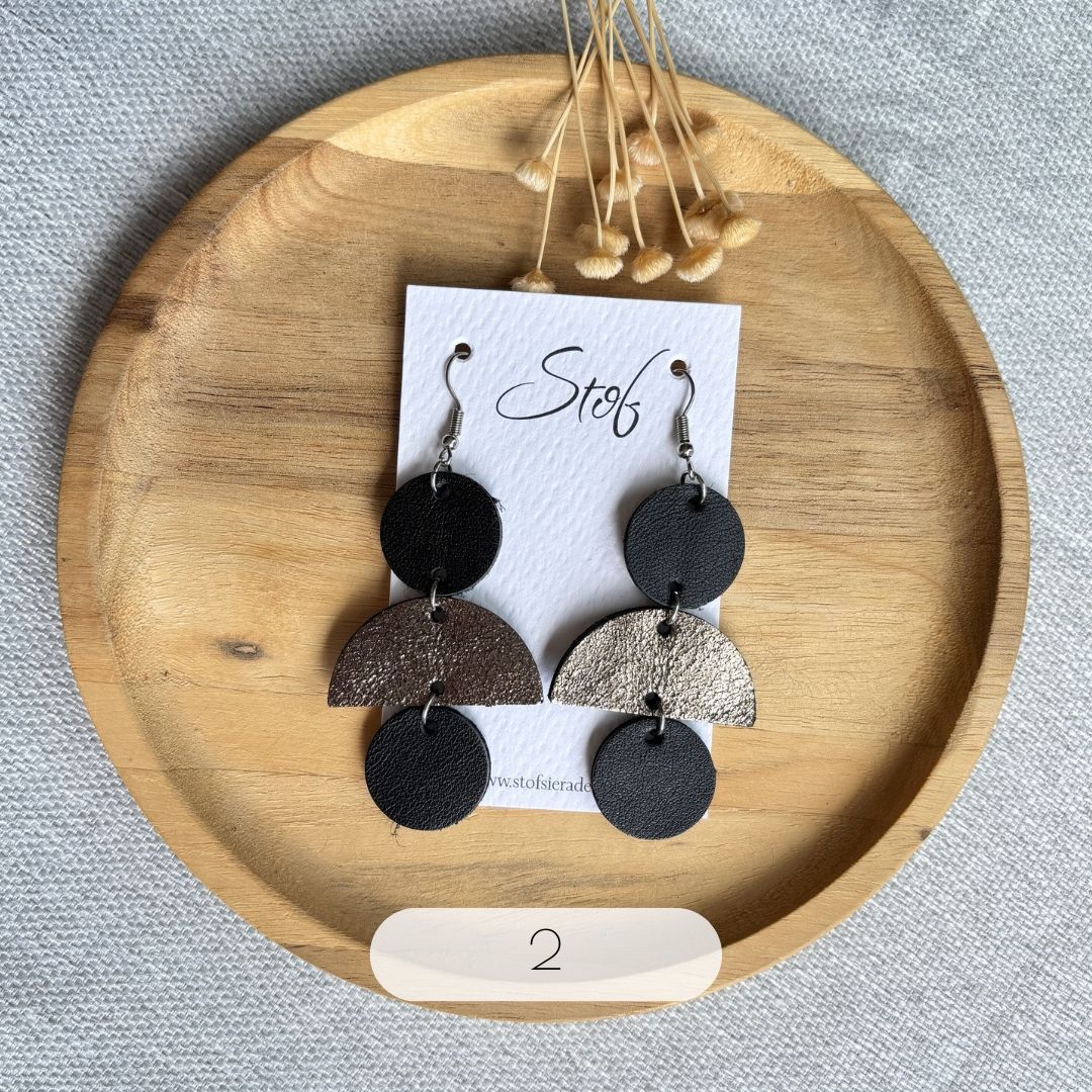 Fay - Leren oorbellen handgemaakt | Stof Sieraden