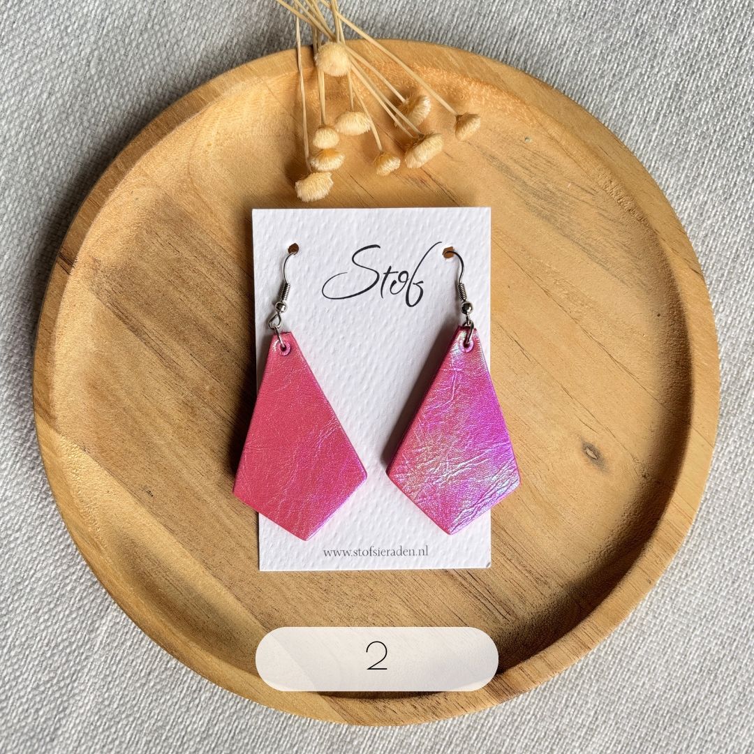 Mila - Leren oorbellen handgemaakt | Stof Sieraden