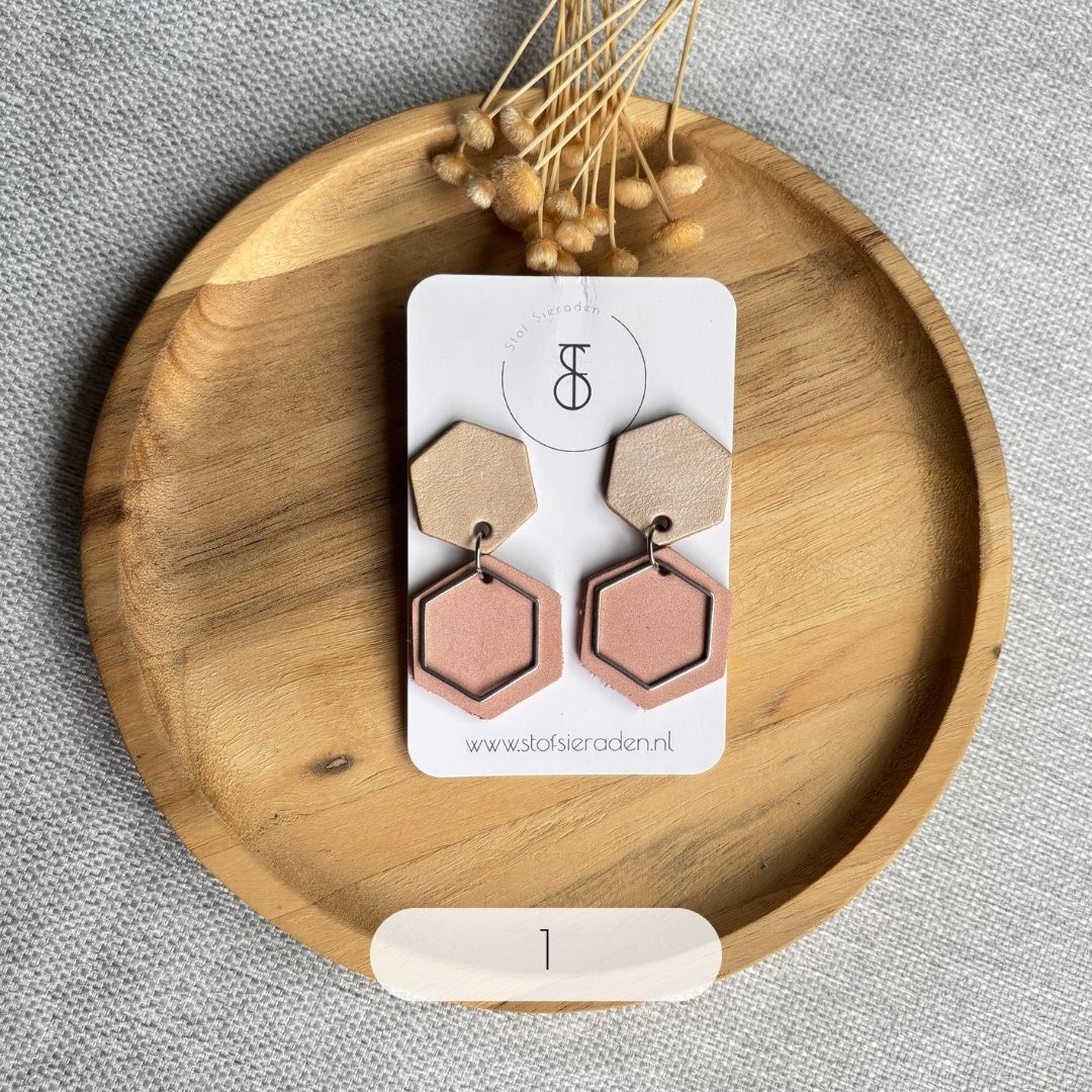Liv - Leren oorbellen handgemaakt | Stof Sieraden