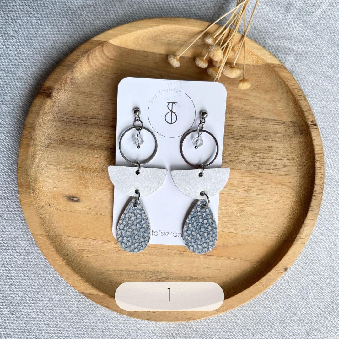 Freya - Leren oorbellen handgemaakt | Stof Sieraden