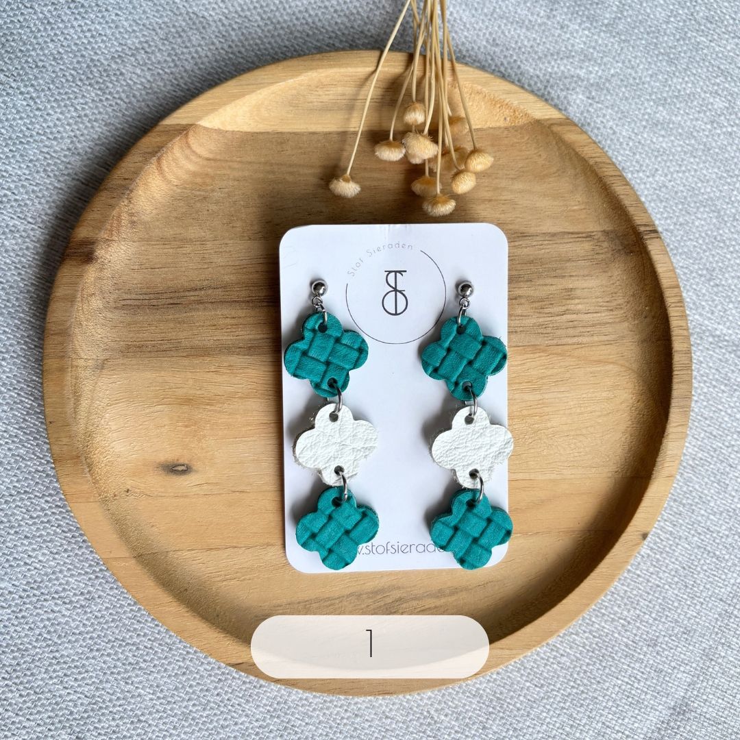 Demi - Leren oorbellen handgemaakt | Stof Sieraden