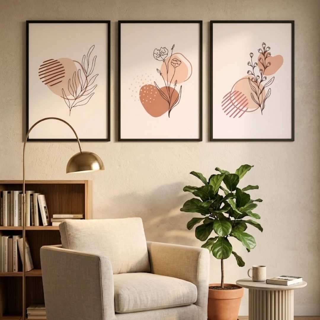Boho Bloom Sketch – Set of 3 Premium Frames