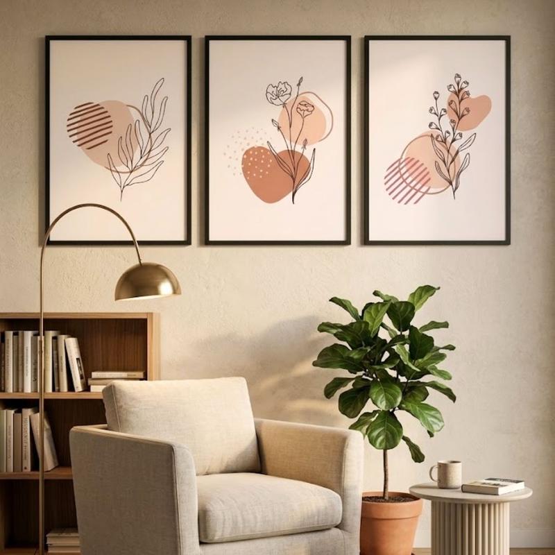 Boho Bloom Sketch – Set of 3 Premium Frames