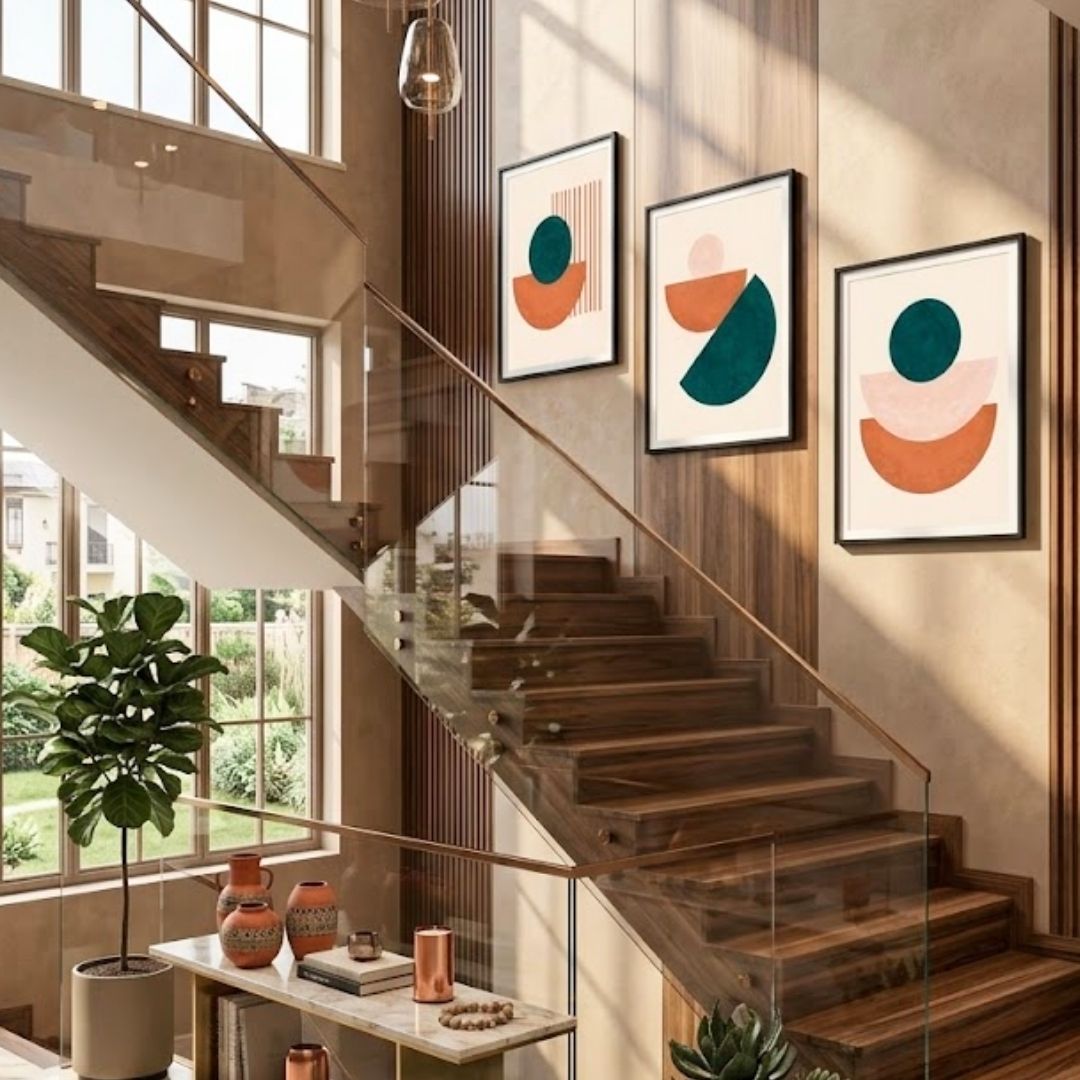 Boho Abstract Sunset – Set of 3 Premium Wall Frames - Image 3